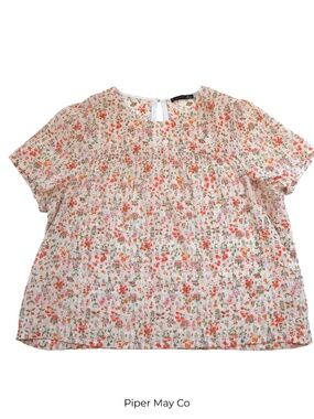 Black Tape Floral Textured Blouse Size X Soft Feminine Boho Top